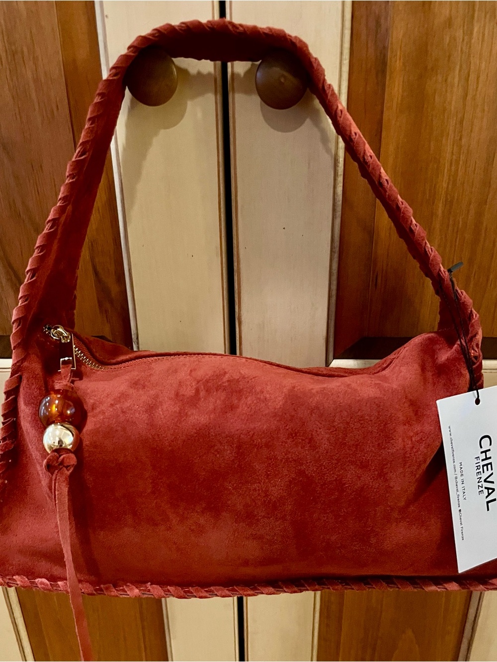Cheval Made in Italy Rust/Brown Suede Shoulder Bag